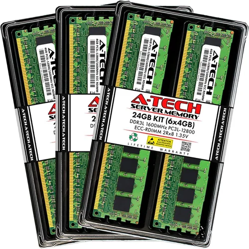 Vista 126 de A-Tech 4GB DDR3 1333MHz PC3-10600R ECC RDIMM 1Rx4 Rango único 1.5V Registrado DIMM 240-Pin Módulo de actualización de memoria RAM de servidor