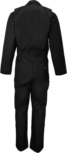Vista 15 de Natural Uniforms Overol de sarga de manga larga con cremallera para hombre, resistente a las manchas y a las arrugas