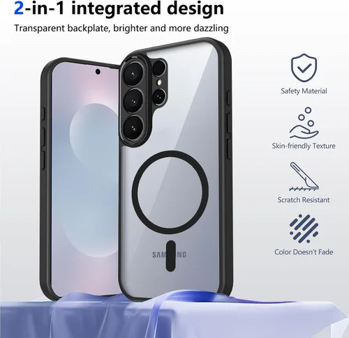 Vista 323 de Funda magnética transparente compatible con Xiaomi 17T, color negro 2 en 1 PC + TPU cubierta de teléfono a prueba de golpes, carcasa protectora