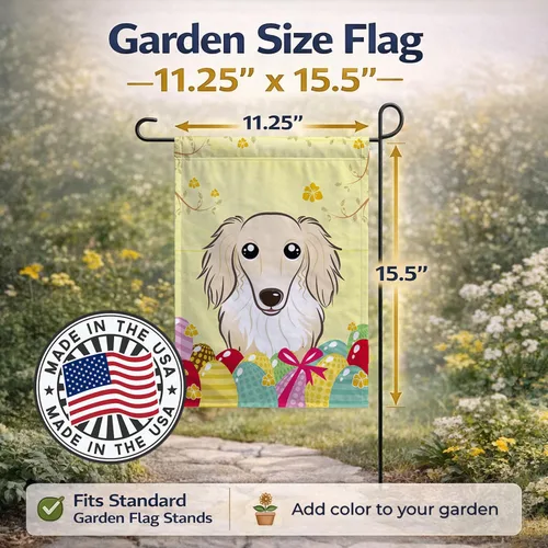 Vista 278 de Caroline's Treasures BB1923GF Bandera decorativa para jardín con diseño de Border Collie, para caza de huevos de Pascua, para jardín, jardín, patio