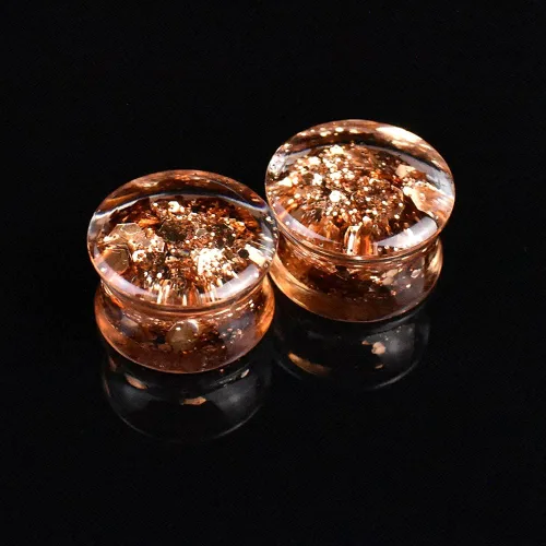 Vista 7 de 10 unidades5 pares de lentejuelas metálicas de acrílico para los túneles de oído, aretes de calibre doble acampanados, extensión de oreja
