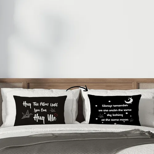 Vista 3 de Hug This Pillow Until You Can - Funda de almohada reversible de 12 x 20 pulgadas, decoración del hogar, regalos de relación a larga distancia