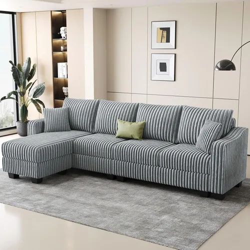 Vista 16 de Belffin - Sofá seccional convertible con chaise, sofá seccional en forma de L, sofá reversible de esquina tapizado para sala de estar, de corduroy