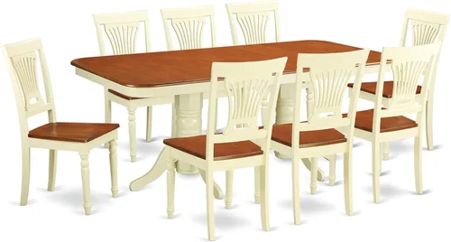 Vista 10 de East West Furniture NAPL7-WHI-C - Juego de mesa de cocina de 7 piezas que consta de una mesa de comedor rectangular con hojas de mariposa y 6 sillas