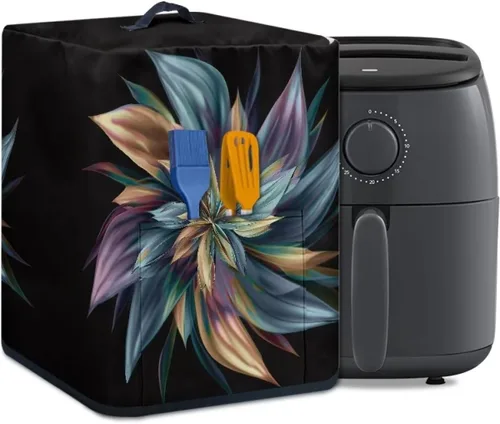 Vista 27 de Air Fryer Oven Dust Cover with Handle and Pocket, Easy Cleaning Electric Appliance Cover, Brown Flower Flor marrón (Brown Flower)