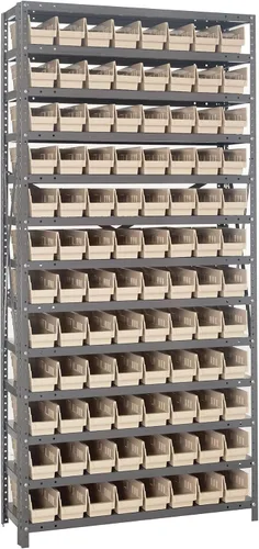 Vista 171 de Quantum QSBU-245BK Heavy Duty Shelving Unit with (7) Shelves and (24) QUS245 Black Bins for Garage Warehouse Storage Distribution 400 lb Load