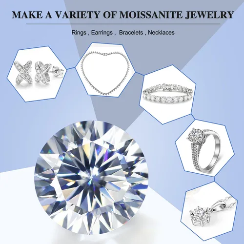 Vista 5 de Moissanite Loose Stone VVS1 Clarity for Pendant Ring Stud Earring Jewelry Making with Certificate of Authenticity GRA