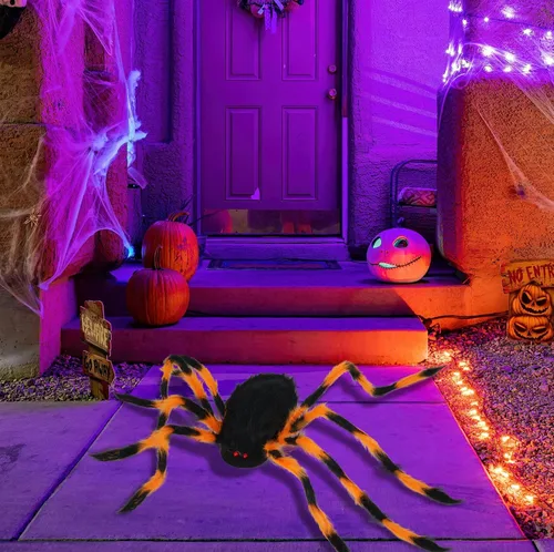 Vista 9 de Halloween Spider Backpack Spiderweb Headband Costume Halloween Giant Spider Decorations Funny Candy Bag