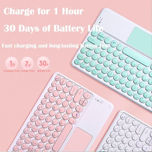 Vista 3 de Funda con teclado táctil para tablet Xiaomi Pad 6/6 Pro de 11.0 pulgadas, funda con teclado folio con linda llave redonda, teclado y mouse Negro
