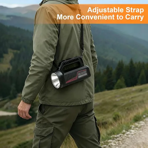 Vista 4 de Linterna LED recargable, linterna de camping portátil de 4800 mAh, 7 modos de luz e impermeable, proyector de mano súper brillante para emergencias