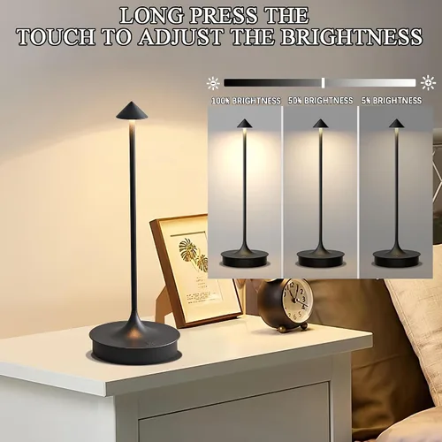 Vista 5 de Lámparas de mesa inalámbricas recargables, lámpara de escritorio LED de 4000 mAh, funciona con pilas, para exteriores, impermeable, portátil