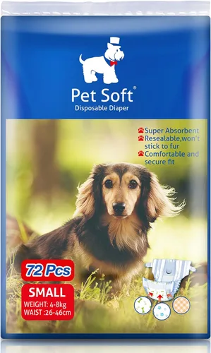 Vista 9 de Pet Soft, pañales desechables para mascotas, perros, cachorros, 12 unidades, 72 pañales, XXS- XL