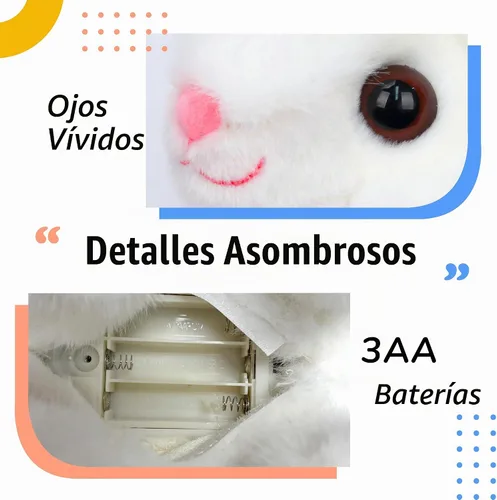 Vista 6 de Hopearl Hopping Bunny - Juguete electrónico interactivo de conejo con correa de control remoto para mascotas, repite lo que dijiste, regalos