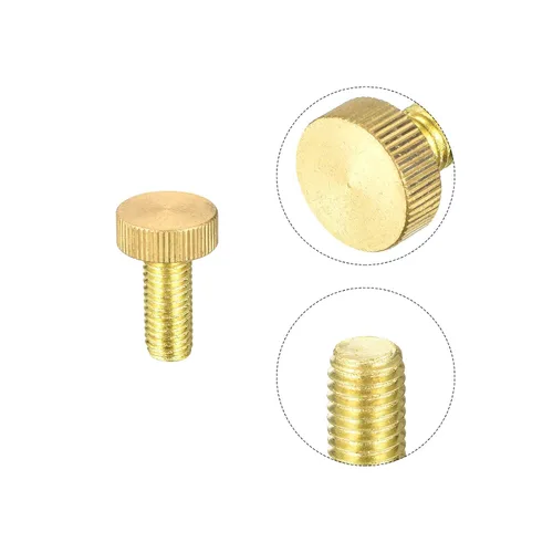 Vista 4 de uxcell Tornillos moleteados para pulgar, pernos planos de latón M10x25mm, sujetadores de perillas para PC, electrónico, mecánico