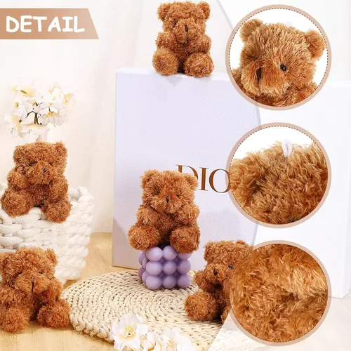 Vista 3 de Threan 8 piezas de mini osos de peluche de 4 pulgadas, juguetes de peluche pequeños a granel, muñeco de oso suave, regalos para llavero, suministros