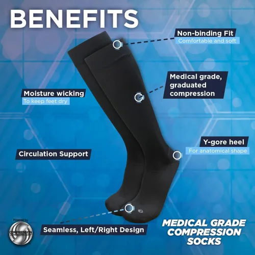 Vista 4 de OrthoSleeve - Calcetines de compresión de grado médico para hombres y mujeres, 15-20 mmHg (L, bronceado)