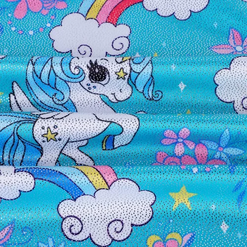 Vista 6 de EQSJIU Leotardos de gimnasia para niñas y niños, diseño brillante, arco iris, galaxia, aurora, colorido, mariposa, flor, bailarina