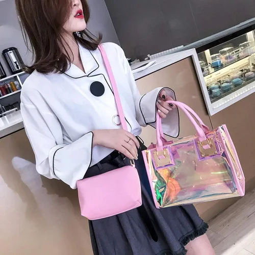 Vista 6 de AlwaySky Bolso bandolera transparente para mujer, bolso de mano de moda de diseñador 2 en 1