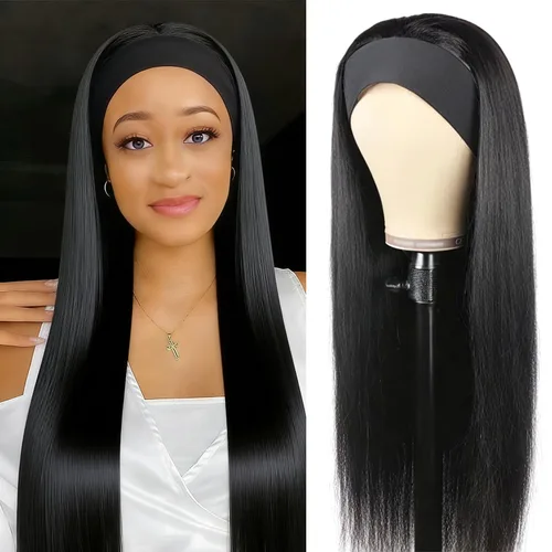 Vista 8 de XSY: Peluca de diadema de cabello humano de onda profunda sin pegamento, sin encaje frontal, peluca de diadema rizada, lista para usar y llevar