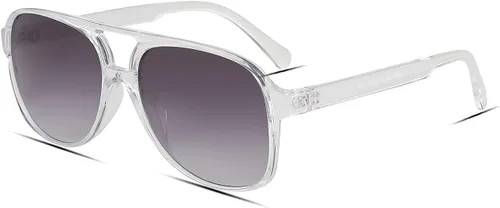 Vista 12 de Freckles Mark Lentes de sol clásicos estilo retro de los años 70 para mujeres y hombres, montura estilo aviador, cuadrada, grande y de moda