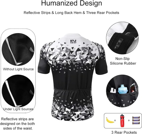 Vista 3 de INBIKE Conjunto de camiseta de ciclismo de manga corta transpirable para hombre con pantalones cortos acolchadospantalones cortos de babero