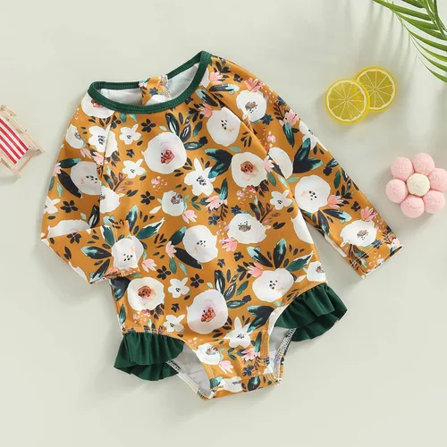 Vista 50 de MERSARIPHY Traje de baño de una pieza para niña pequeña, traje de baño de manga larga, traje de baño para niñas