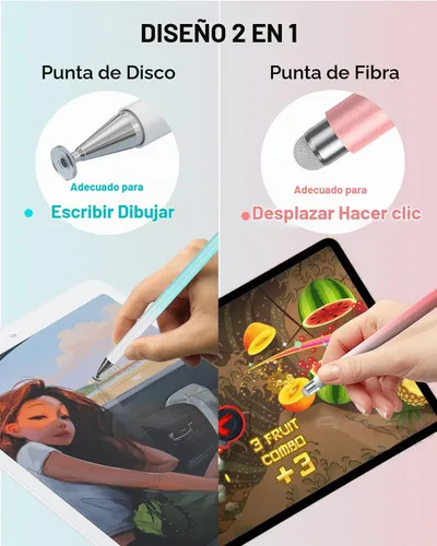 Vista 3 de Lápiz óptico para pantallas táctiles, 2 en 1, lápiz capacitivo universal de alta precisión para iPad, compatible con Apple, iPhone, iPad, Android
