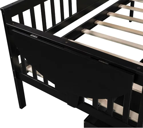 Vista 7 de Harper & Bright Designs Sofá cama de tamaño individual con cajones, sofá cama de madera para dormitorio, sala de estar, plataforma de madera