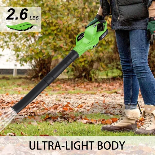 Vista 3 de Soplador de hojas inalámbrico, soplador de hojas eléctrico de 20V con batería de 4000mAh y cargador, 2 modos de velocidad, sopladores de hojas