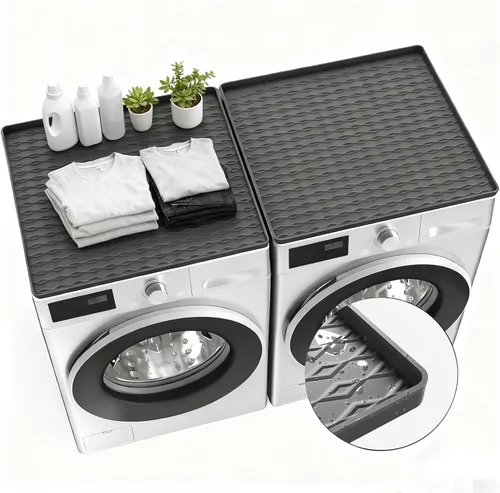 Vista 9 de Tapete protector superior de silicona para lavadora y secadora, 25.6 x 23.6 pulgadas, antideslizante, impermeable, resistente al calor, resistente