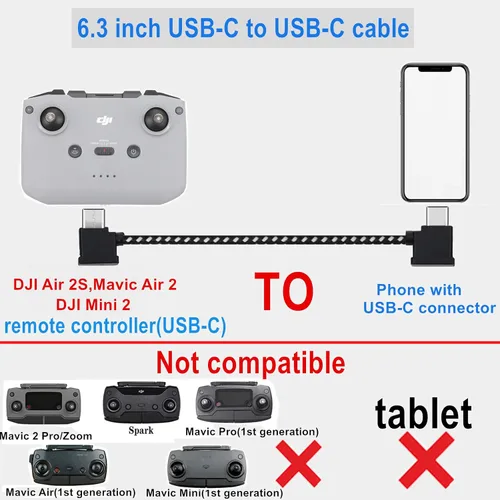 Vista 2 de Hanatora Cable de control remoto USB C a USBC RC-N3/N2/N1/N1C de 6.3 pulgadas para DJI Flip, Neo, Mavic 3, Air 3S/3/2/2S, Mini 4K/2 SE/3/4 Pro, OTG