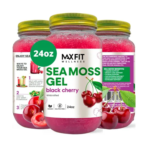 Vista 15 de Gel de musgo marino crudo (12 sabores) de 24 onzas, gel de musgo marino dorado silvestre de Santa Lucía 92 vitaminas y minerales puro crudo +