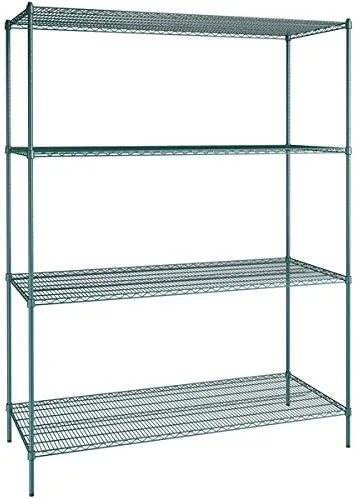 Vista 21 de Kit de 4 estantes de epoxi verde NSF de 21 x 72 pulgadas con postes de 86 pulgadas, estantería de almacenamiento resistente, kit de estantería