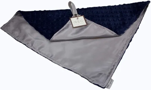 Vista 10 de MEG ORIGINAL Satin and Minky Dot - Manta de seguridad para bebé con lazo (plata/azul)
