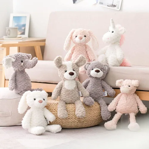 Vista 9 de GUDVES Juguete de peluche de animal del bosque, peluche suave de 15 pulgadas, conejo, oso, perro, unicornio, elefante, juguete de peluche