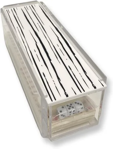 Vista 4 de Ready Covers Lucite Mahjong - Juego de azulejos, soportes y caja de almacenamiento de acrílico incluidos (cubierta de mármol blanco transparente)