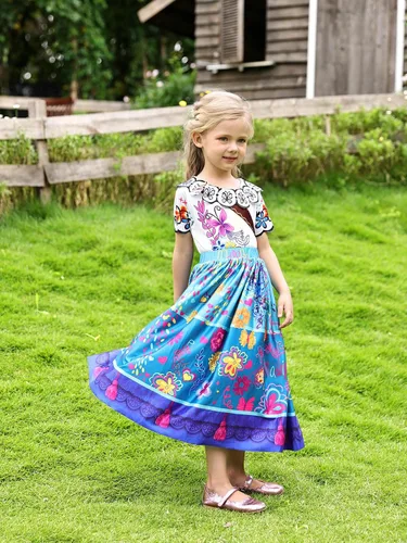 Vista 7 de HenzWorld Disfraz de Mirabel para niñas vestido mágico de la familia IsabelaMadrigalPepa disfraz de dibujos animados traje de fiesta