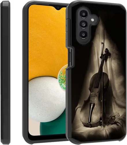 Vista 22 de Funda para teléfono Galaxy A14 5G, resistente 2 en 1 de doble capa híbrida de policarbonato duro y silicona suave a prueba de golpes, funda de Retro