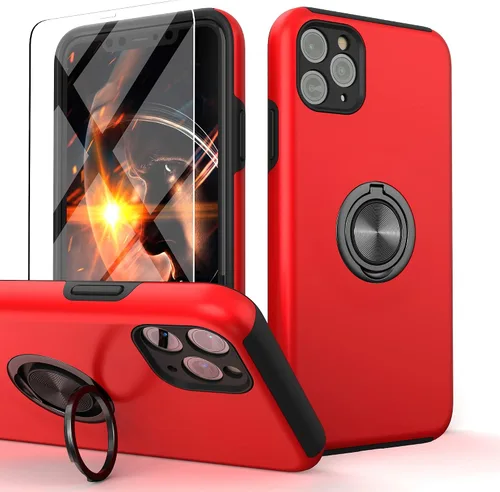 Vista 13 de Funda compatible con iPhone 11 con protector de pantalla de vidrio templado, funda para iPhone 11 negra para hombre, funda protectora delgada 2 en 1