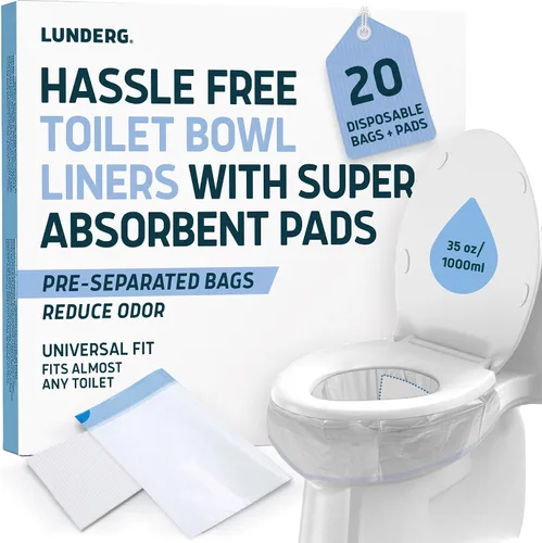 Vista 10 de Revestimientos de inodoros Lunderg con almohadillas súper absorbentes perfumadas con limón - Paquete de valor 20 unidades de ajuste universal