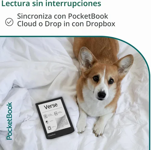 Vista 8 de PocketBook Verse E-Readers Pantalla táctil HD E-Ink Carta™ de 6 pulgadas amigable con los ojos Luz inteligente ajustable Hasta 1 mes
