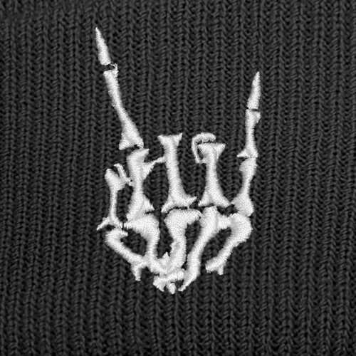 Vista 2 de Gorro de punto de calavera de Halloween para hombres y mujeres perfecto regalo gótico genial bordado de esqueleto gótico a mano suave y cálido gorro