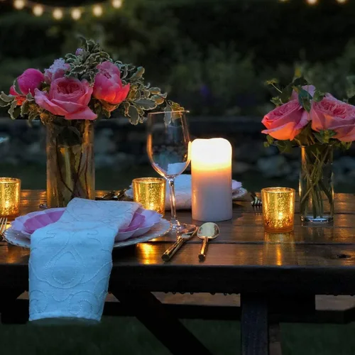 Vista 5 de DEVI Portavelas votivas doradas, 24 unidades, candelabros de cristal de mercurio, centros de mesa de boda dorados para decoración de mesa