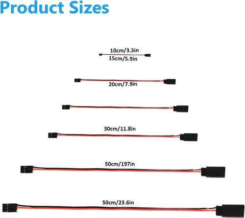 Vista 2 de DIANN Cable de extensión servo de 3 pines Cable de extensión Conectores de cable de 3.95 "5.9" 7.9" 11.8" 19.7" 23.6" Cables de control remoto servo