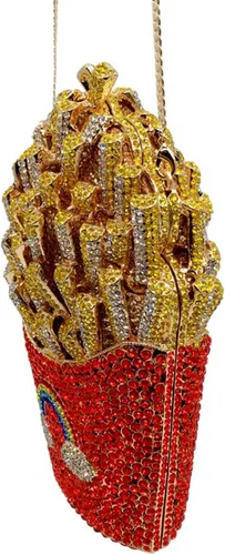 Vista 4 de DEBIMY Papas fritas con diamantes de imitación para mujer bolso de cristal brillante bolso de noche para boda fiesta