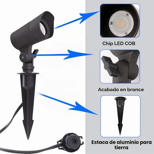 Vista 6 de E ENERGETIC LIGHTING Luces LED de paisaje con conectores, 12 V de bajo voltaje, blanco cálido 3000 K, 4 W, 175 LM, luces de camino de jardín Paquete