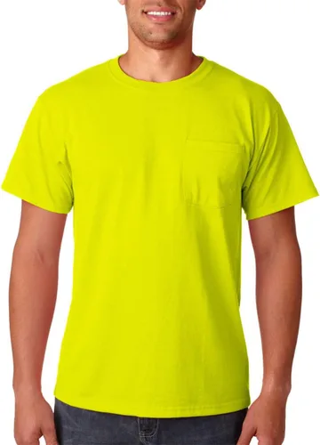 Vista 50 de Jerzees Camiseta pesada con cuello redondo y bolsillo en el pecho para hombre