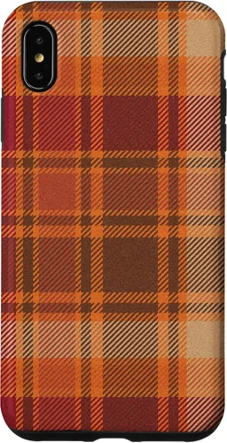 Vista 11 de iPhone 16 Vintage Halloween Naranja Rojo Plaid Otoño Calabazas Caso