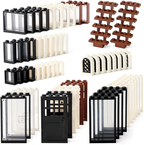 Vista 8 de Set de Ventanas y Puertas para Interior Decoración Accesorios Kit de Bloques de Construcción MOC 118 Piezas y Partes Compatibles con Principales