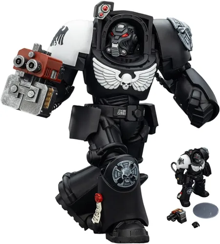 Vista 41 de JOYTOY Black Templars Warhammer 40k 1/18 Figura de acción Black Templars Terminator 1 con espada de poder y bolter de tormenta, regalos